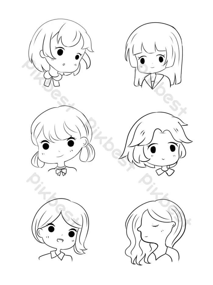 Tải miễn phí Dễ Thương Vẽ Tay Nét đơn Giản Avatar Cô Gái Hoạt Hình Hai  Chiều Công cụ đồ họa | PSD chuyên nghiệp - Pikbest