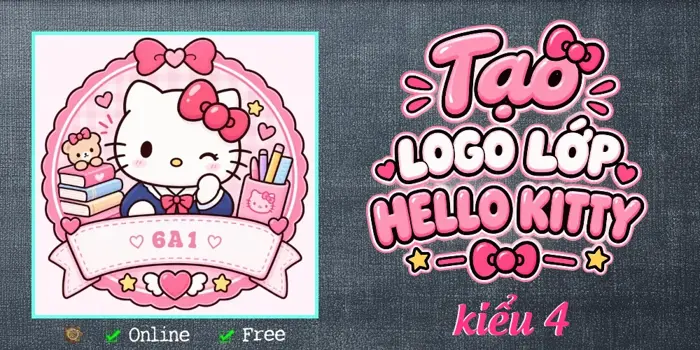 Tạo Logo Lớp Hello Kitty kiểu 4 - Avatar Hello Kitty - TẠO ẢNH FREE