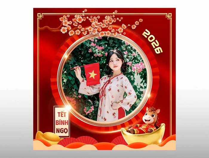 Tạo avatar khung ảnh tết Bính Ngọ 2026