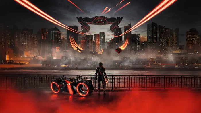 TRON: Ares — 8K Ultra HD Wallpaper: Neon Siege | 7680x4320 | Wallpaper Abyss