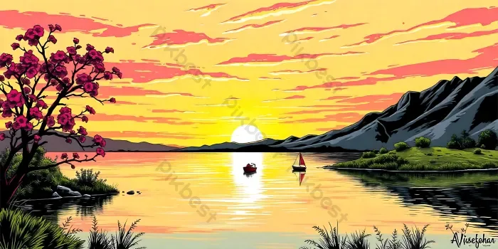 Tải miễn phí Hoàng Hôn Tuyệt đẹp Trên Hồ Nước Yên Tĩnh Với Một Chiếc Thuyền  Buồm Lướt Hình Nền Yên Bình Nền | PNG chuyên nghiệp - Pikbest