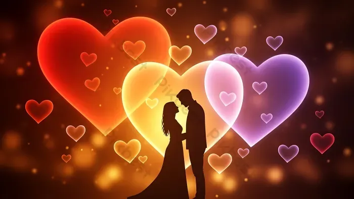 Tải miễn phí Hình ảnh Lãng Mạn Của Một Cặp đôi đứng Giữa Những Trái Tim  Phát Sáng Và ánh đèn Rực Rỡ. Nền | JPG chuyên nghiệp - Pikbest