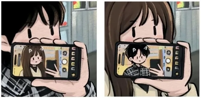 Trọn bộ hình nền cặp đôi dễ thương, ảnh chibi couple lãng mạn được đổi kích  thước online, miễn phí