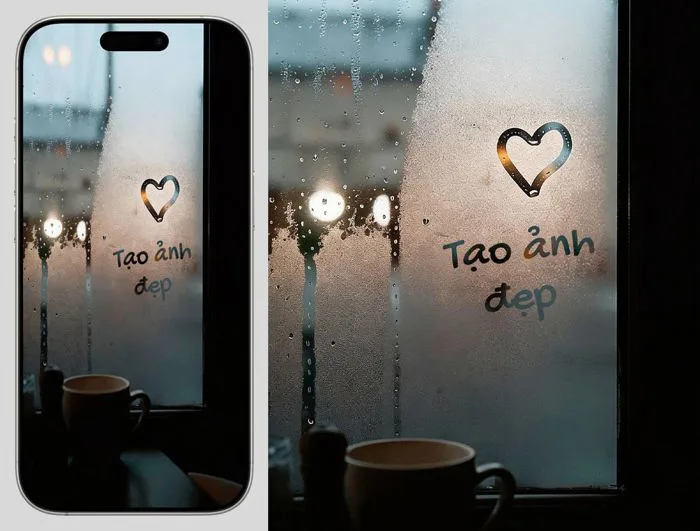 Tạo hình nền viết chữ trên kính mưa tâm trạng