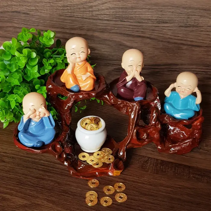 Bộ Tượng 4 Chú Tiểu Tứ Không | Bộ 4 Chú Hòa Thượng Vui Vẻ