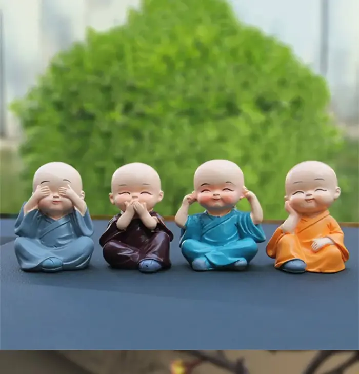 Bộ tượng 4 chú tiểu, bộ tượng 4 chú tiểu tứ không, bộ tượng 4 chú tiểu tài  lộc may mắn nhỏ nhắn dễ thương | Lazada Việt Nam