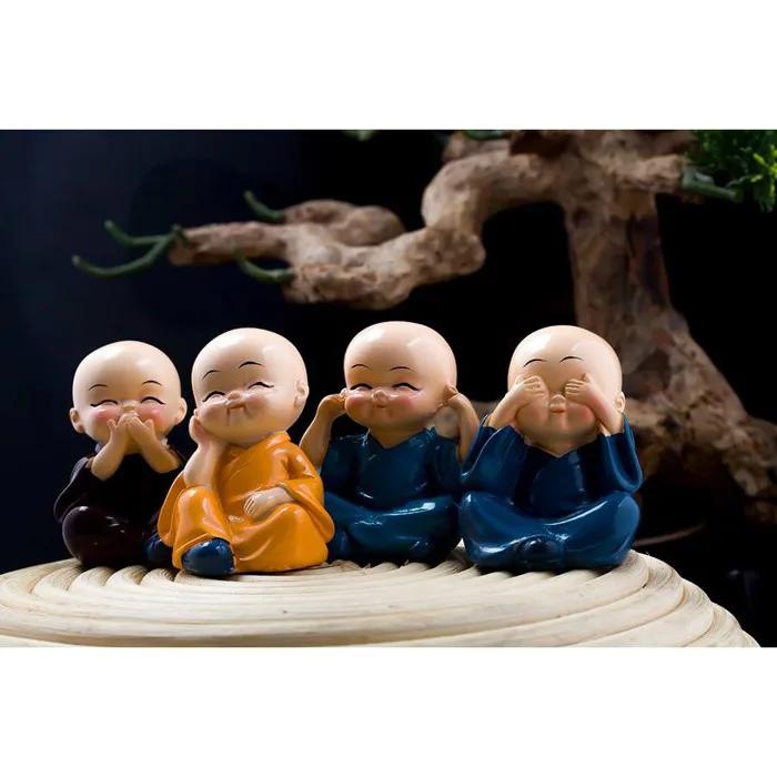 Bộ tượng 4 không - Bộ tượng tứ không chú tiểu hòa thượng trang trí xe, để  tủ bàn làm việc | Shopee Việt Nam