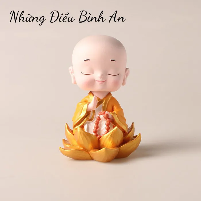 Tượng chú tiểu ngồi thiền lá sen bình an để xe ô tô, bàn làm việc, trang  trí thư giãn💕FREESHIP 50k💕 Những Điều Bình An | Shopee Việt Nam