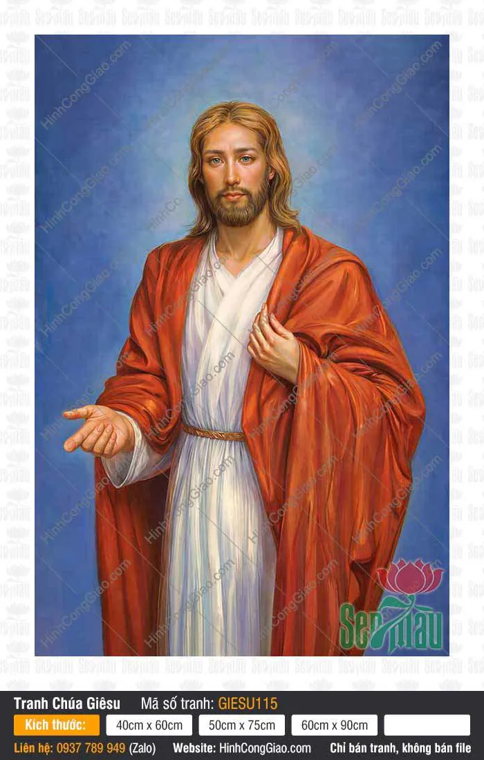 Hình ảnh chúa Jesus GieSu115 | Áo choàng đỏ dang tay nhân từ