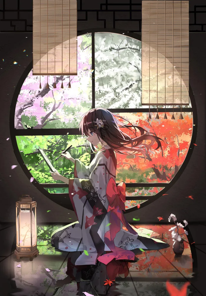 Hình nền cô gái anime bên cửa sổ Nhật Bản bốn mùa | 2800x4020 | Wallpaper  Alchemy
