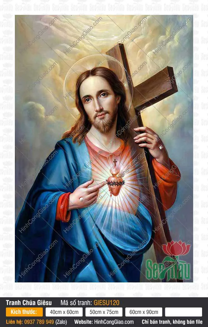 Hình Ảnh Chúa Jesus - Ảnh Công Giáo GieSu120 | Áo đỏ và xanh