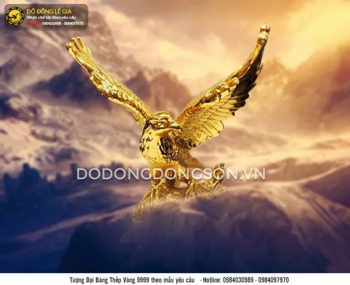 Tượng đại bàng thếp vàng 9999 | Đồ Đồng Đông Sơn - Đồ đồng mỹ nghệ cao cấp