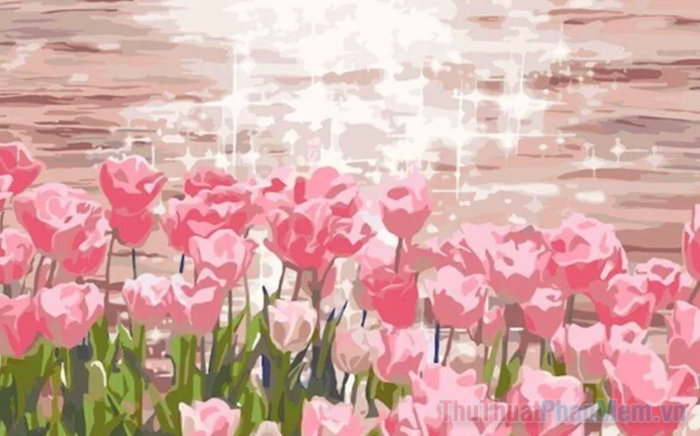 Hình nền hoa Tulip vẽ tay đẹp mê hồn