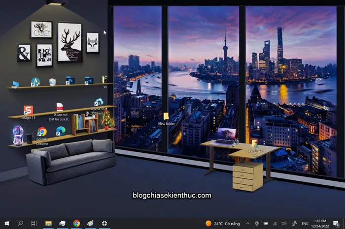 Tải hình nền máy tính có kệ để icon cho Desktop, siêu đẹp