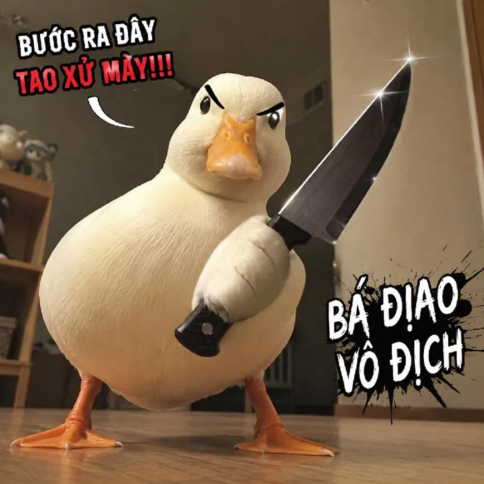 BST meme vịt cầm dao, súng - Hung hãn mà siêu lầy