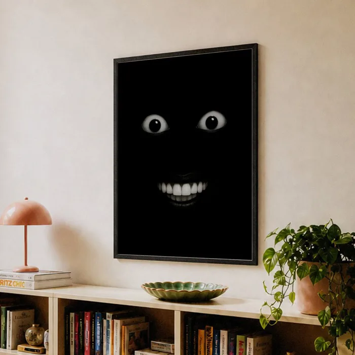 Man Laughing in the Dark Meme Poster – Creepy Eyes and Teeth: A grinning  horror in the