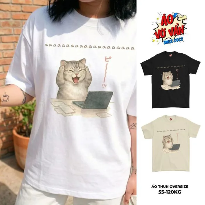 Áo Vớ Vẩn Mèo Ôm Đầu Đau Khổ AAAAAA, Áo Thun Meme hài hước, Cute Cat, Local  Brand Cotton Oversize Nam Nữ Mùa hè | Shopee Việt Nam