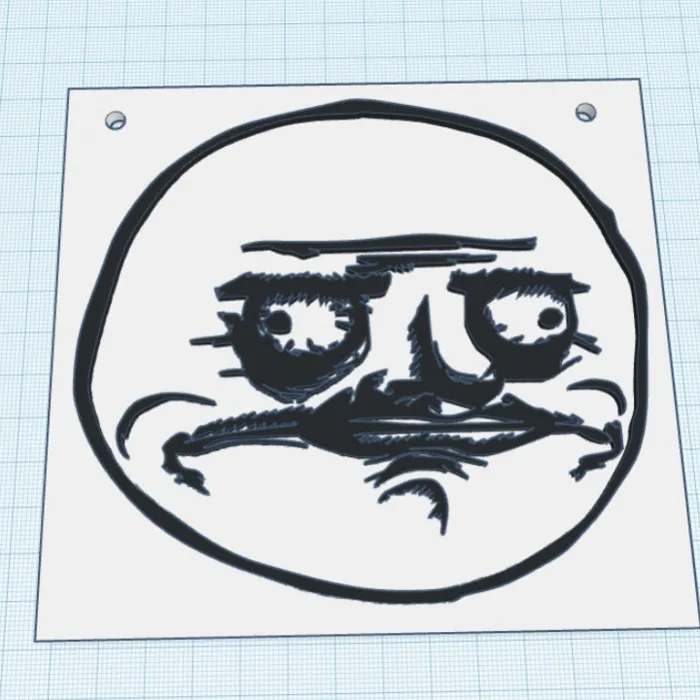 3D Printable funny meme face hanging wall art by Nick