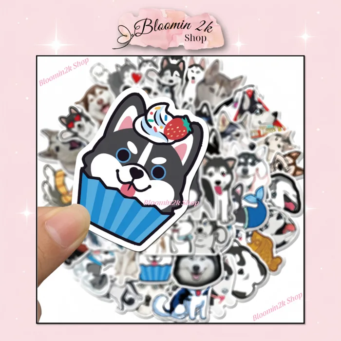 SẴN HÀNG] Set 50 Miếng Sticker Meme Chó Husky Cute Bloomin2k Chống Nước Cao  Cấp Dày Dặn Decor | Shopee Việt Nam