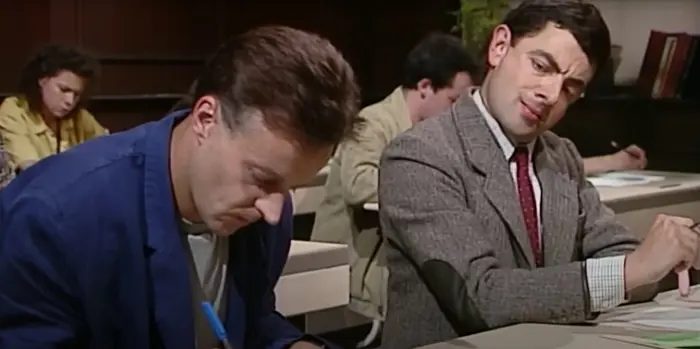 Mr. Bean Cheating in Examination - Indian Meme Templates
