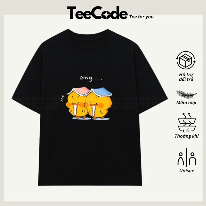 Áo Thun In Chữ OMG 2 CON VỊT MEME VÀNG Hài Hước Nam Nữ Unisex Cổ Tròn In  Slogan Hot Trend Local Brand TeeCode | Shopee Việt Nam