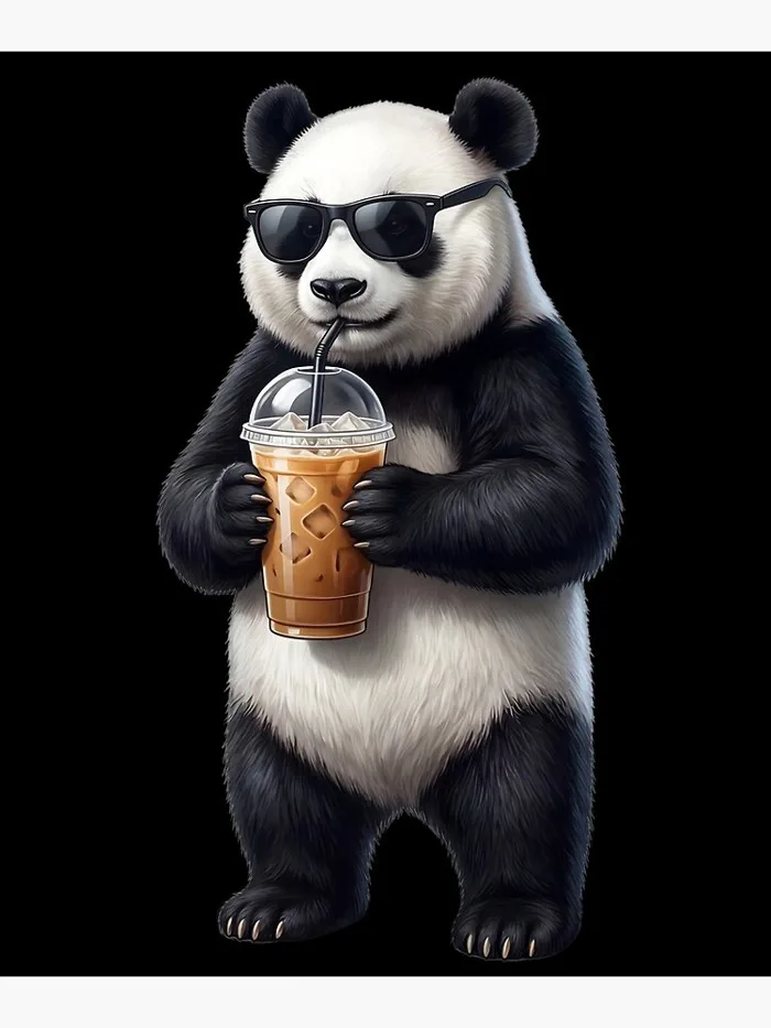 Funny Panda Drinking Iced Coffee Meme Panda Lover Funny Panda Drinking Iced Coffee Meme Panda Lover