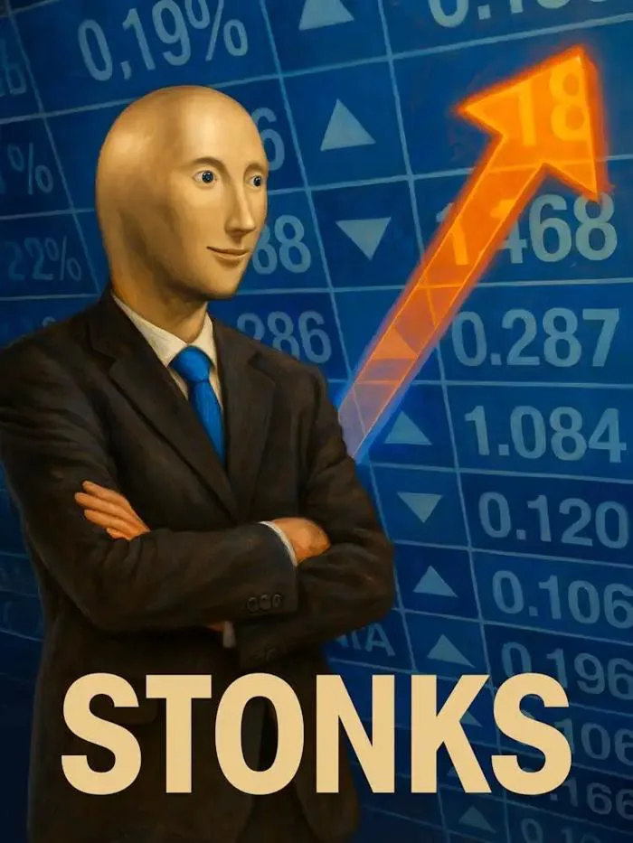 Stonks Meme Man Poster – Crypto, Finance, Success Vibes: Profit, memes, and  the face of fake financial