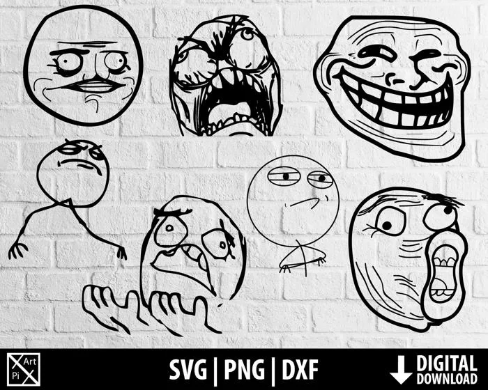 Troll Face Svg Png Dxf, Internet Memes Clipart, Printable Cut Files Cricut,  Sublimation, Cameo Silhouette, Digital Download - Etsy