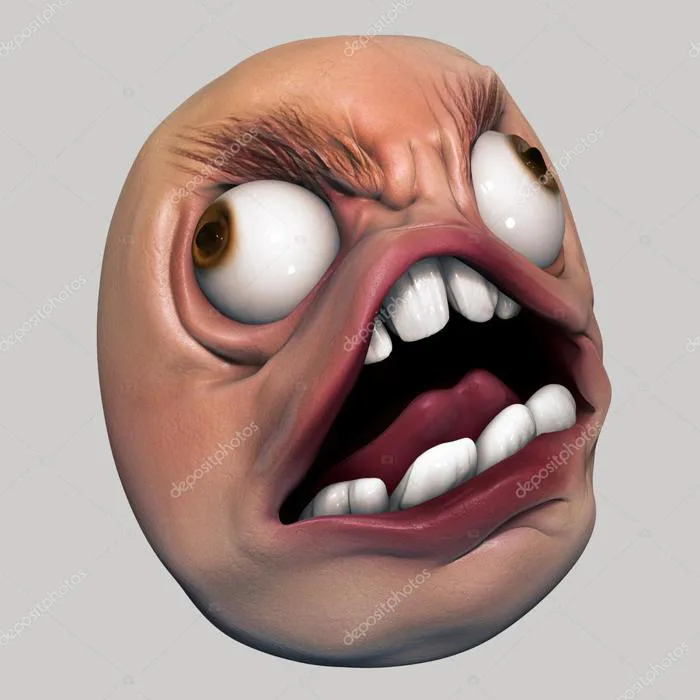 Trollface Rage. Internet meme 3d illustration — Stock Photo © mottive  #56609393