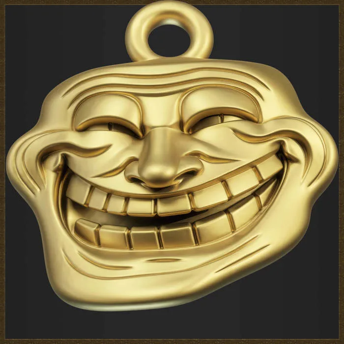 Meme Troll Face Pendant - 3D Model by zames1992d