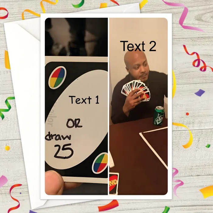 UNO DRAW 25 Personalised Meme Card • personalized funny any message memes |  eBay UK