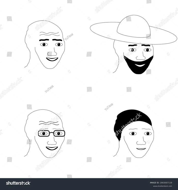 Vẽ mặt meme. Phác thảo ký: Vector có sẵn (miễn phí bản quyền) 2663007119 |  Shutterstock