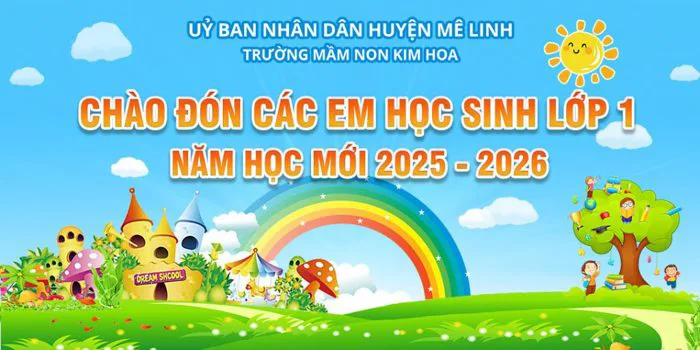 Mẫu phông nền Chào đón học sinh lớp 1, tặng phông chữ đẹp