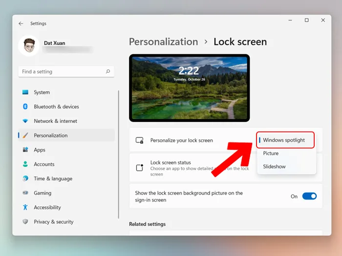 Cách đổi ảnh nền, tùy chỉnh màn hình khóa máy tính Windows 11 chi tiết -  Thegioididong.com