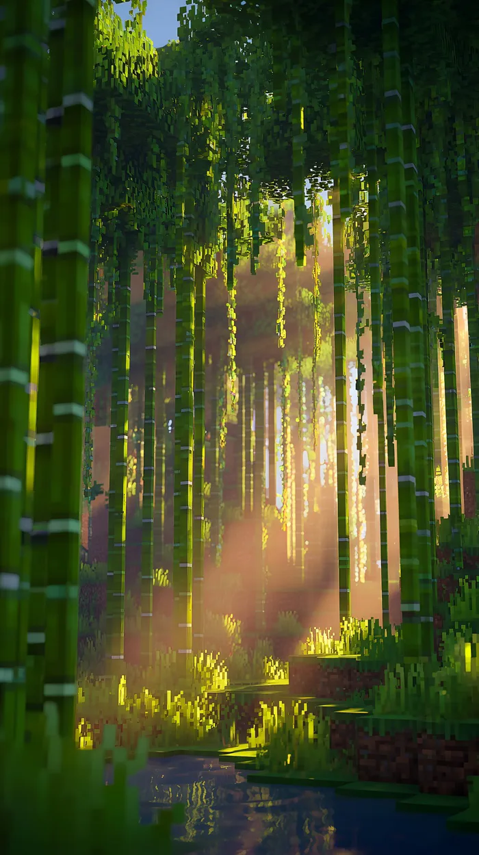 Minecraft 4K Wallpaper - Tán Rừng Dưới Nắng | 2400x4282 | Wallpaper Alchemy