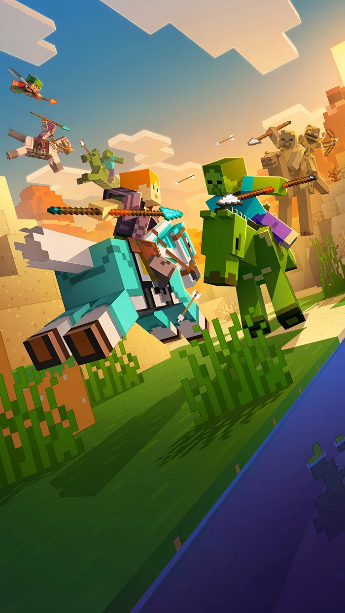 Hình Nền Minecraft Trận Chiến Hùng Tráng 4K | 2160x3840 | Wallpaper Alchemy