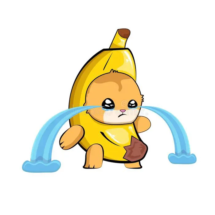 Crying Sad Banana Cat Isolated on White Background. Sad Banana Cat Cry Meme  Cartoon Vector Sticker, Label and Icon for Stock Vector - Illustration of  kitten, banana: 288656815