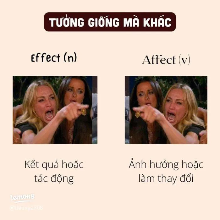 Phân biệt Effect và Affect bằng meme: giải thích dễ hiểu cho người mới học Phân biệt Effect và Affect bằng meme: giải thích dễ hiểu cho người mới học