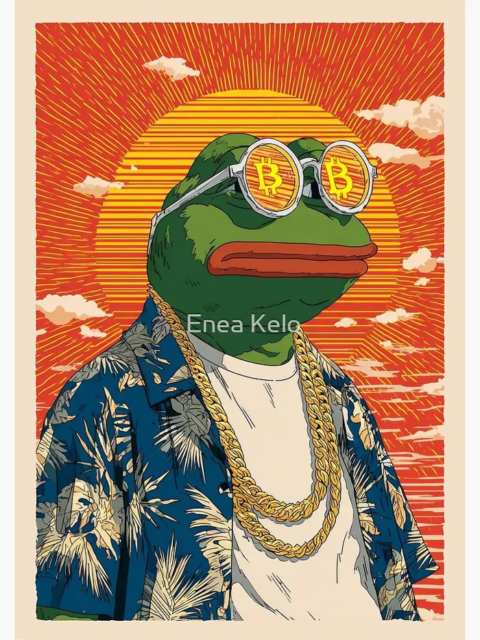 Pepe the Frog Crypto Bull Run Poster – Bitcoin Meme Art
