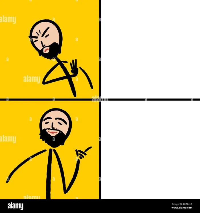 Reaction meme template with negative and positive reaction. Funny meme with  blank space for editing Stock Vector Image & Art - Alamy