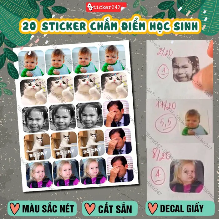 Sticker Meme Chấm Điểm Hài Hước 🌈𝑭𝒓𝒆𝒆𝒔𝒉𝒊𝒑 Sticker Khen Thưởng Meme  Cho Giáo Viên, Học Sinh Dán Giấy, Sổ, Tập | Shopee Việt Nam