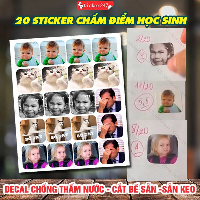 Sticker Meme Chấm Điểm Hài Hước - Sticker Khen Thưởng Meme Cho Giáo Viên  Học Sinh Dán Giấy Sổ Tập Dán Giấy Sổ Tập Decal Giấy Có Sẵn Keo Thương Mại  Điện