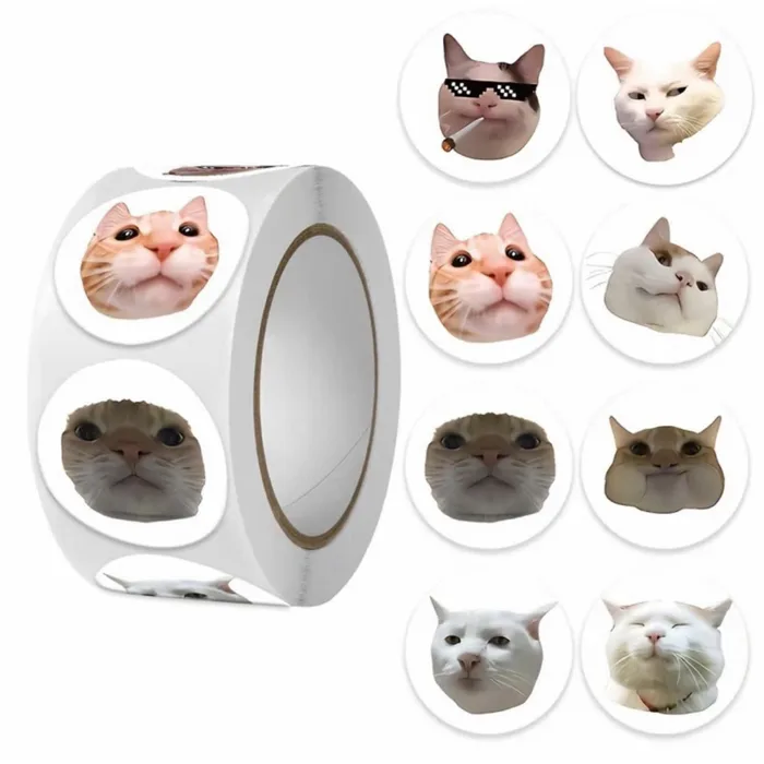 Cuộn 500 hình dán sticker Mèo meme dễ thương, dán trang trí, sticker khen  thưởng | Shopee Việt Nam
