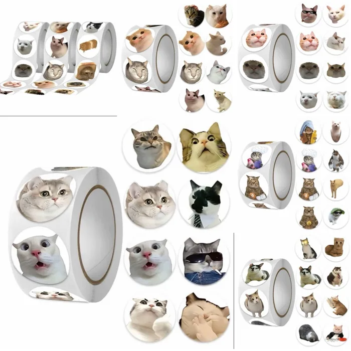 Cuộn 500 hình dán sticker Mèo meme dễ thương, dán trang trí, sticker khen  thưởng | Shopee Việt Nam