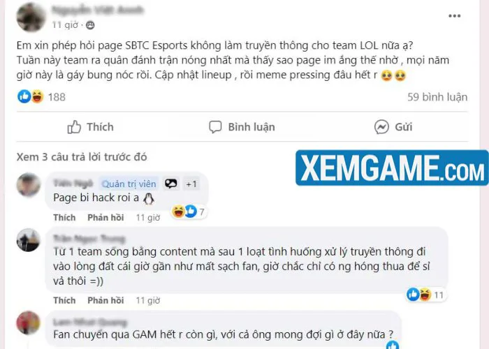 Fan SBTC thắc mắc về việc đội ngưng làm content sau drama